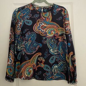 J. Crew Silk Bold Paisley Blouse Size 4 EUC